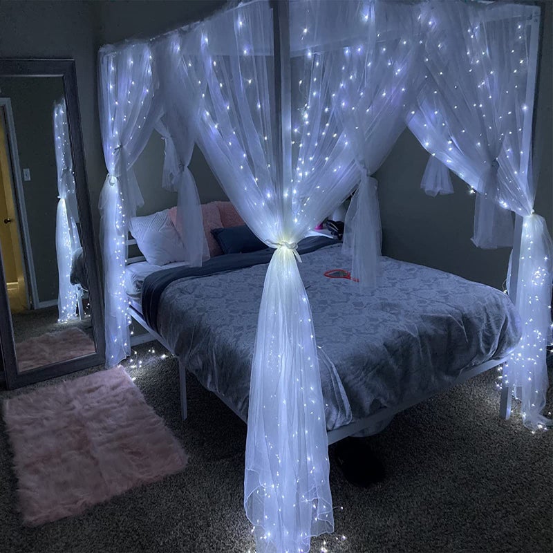 Honche Led Curtain String Lights with Remote for Bedroom Wedding Party Festive Season Propose Marriage Window Christmas Decorations(Bright White) - Image 2